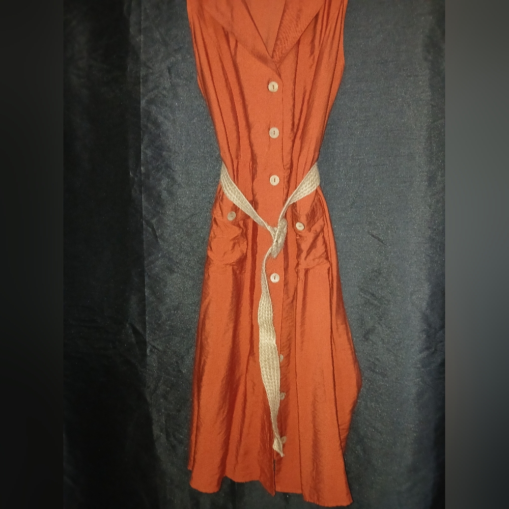 My Destino Sleeveless Button-down Front Midi Shirt Dress Size Medium USA.